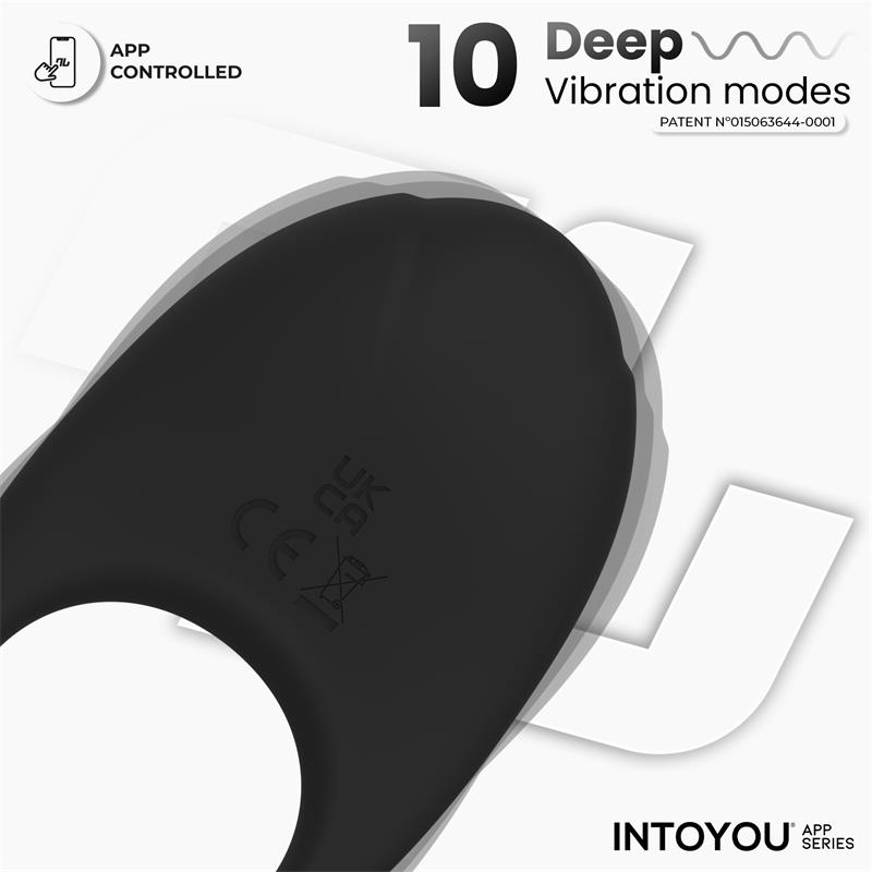 Ringo Anillo Vibrador con APP Unibody Negro - Imagen 5